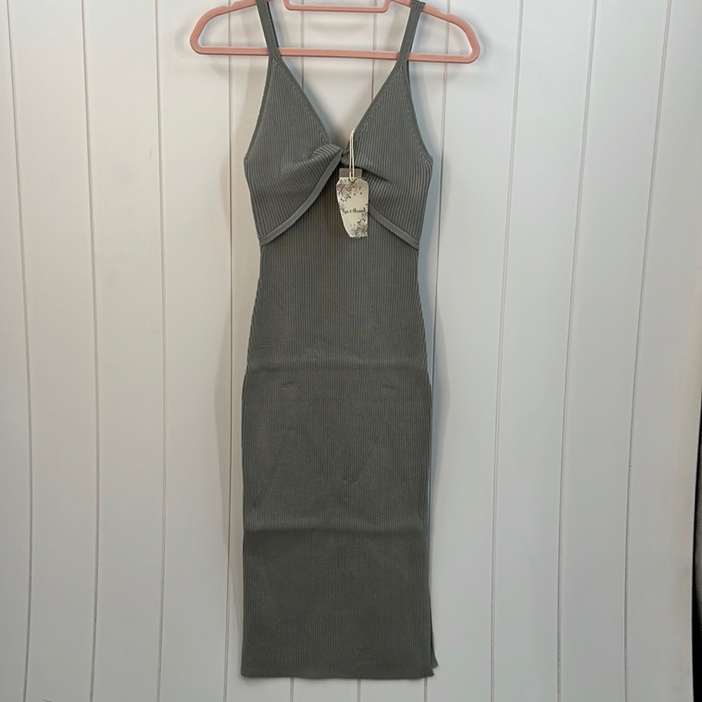 🆕Hem & Thread Ribbed Cami Dress Twist Front Detail S,M & Large Sizes Available - Picture 4 of 8